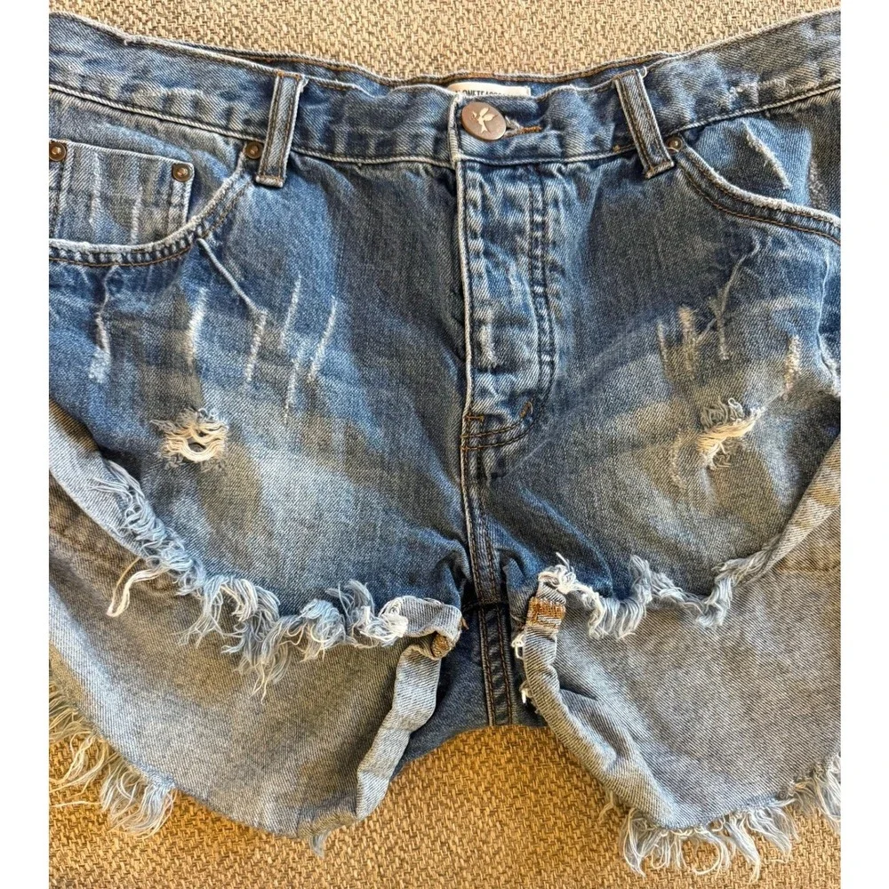 One Teaspoon $118 Sz 29‎ Bandits Relaxed Long Rise Twisted Cuff Denim Shorts